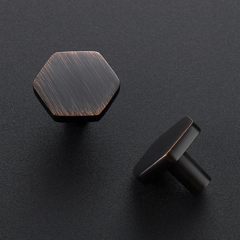 Ravinte Decor 25 Pack Oil Rubbed Bronze Cabinet Knobs, Kitchen Cabinet Knobs Solid Cabinet Pulls for Kitchen Cabinet Drawers, Hexagon Dresser Knobs for Cabinet Hardware 1.1"" Closet Door Knob - Image 2